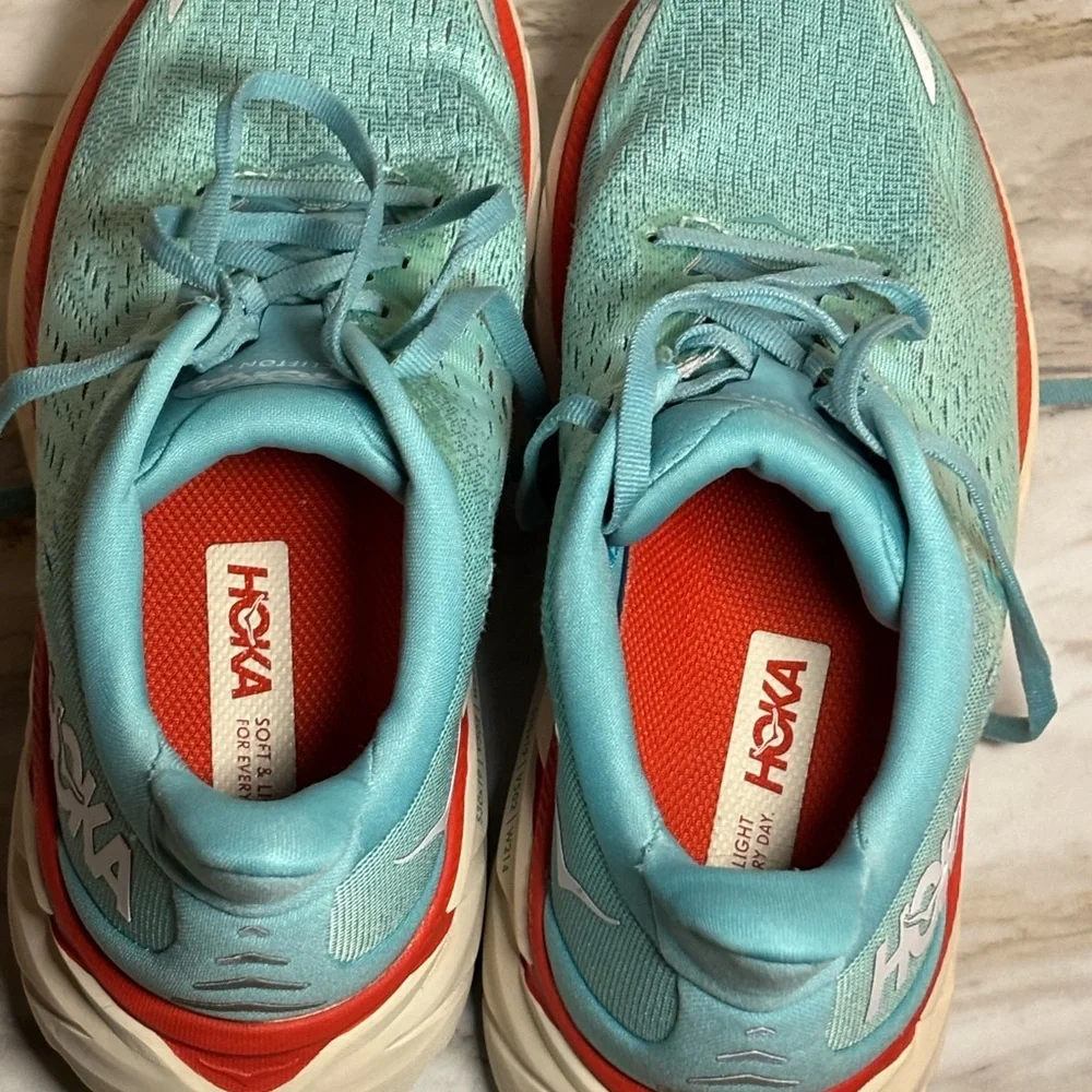 Hoka Clifton 8 Women’s Running Shoes Aqua Blue Size 7.5 - Picture 6 of 9